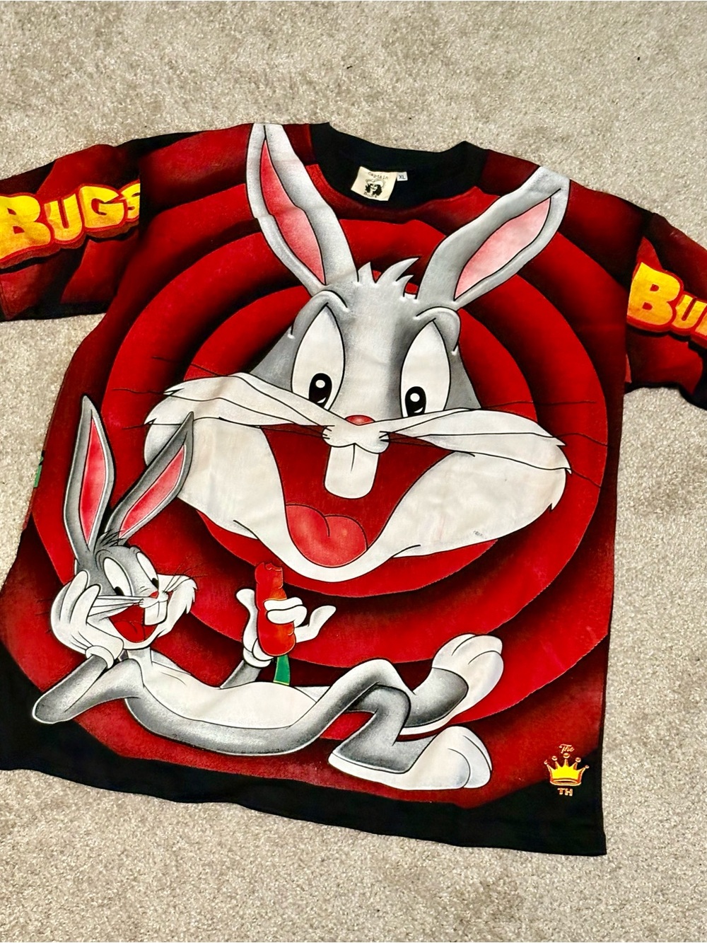 Vintage Bugs Bunny Aop T Shirt Size XL New Reprint Boot Looney Tunes